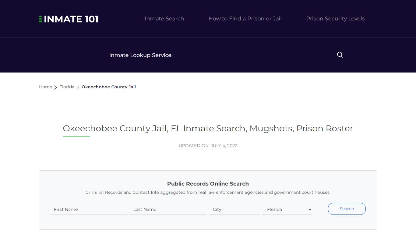 Okeechobee County Jail, FL Inmate Search, Mugshots, Prison ...